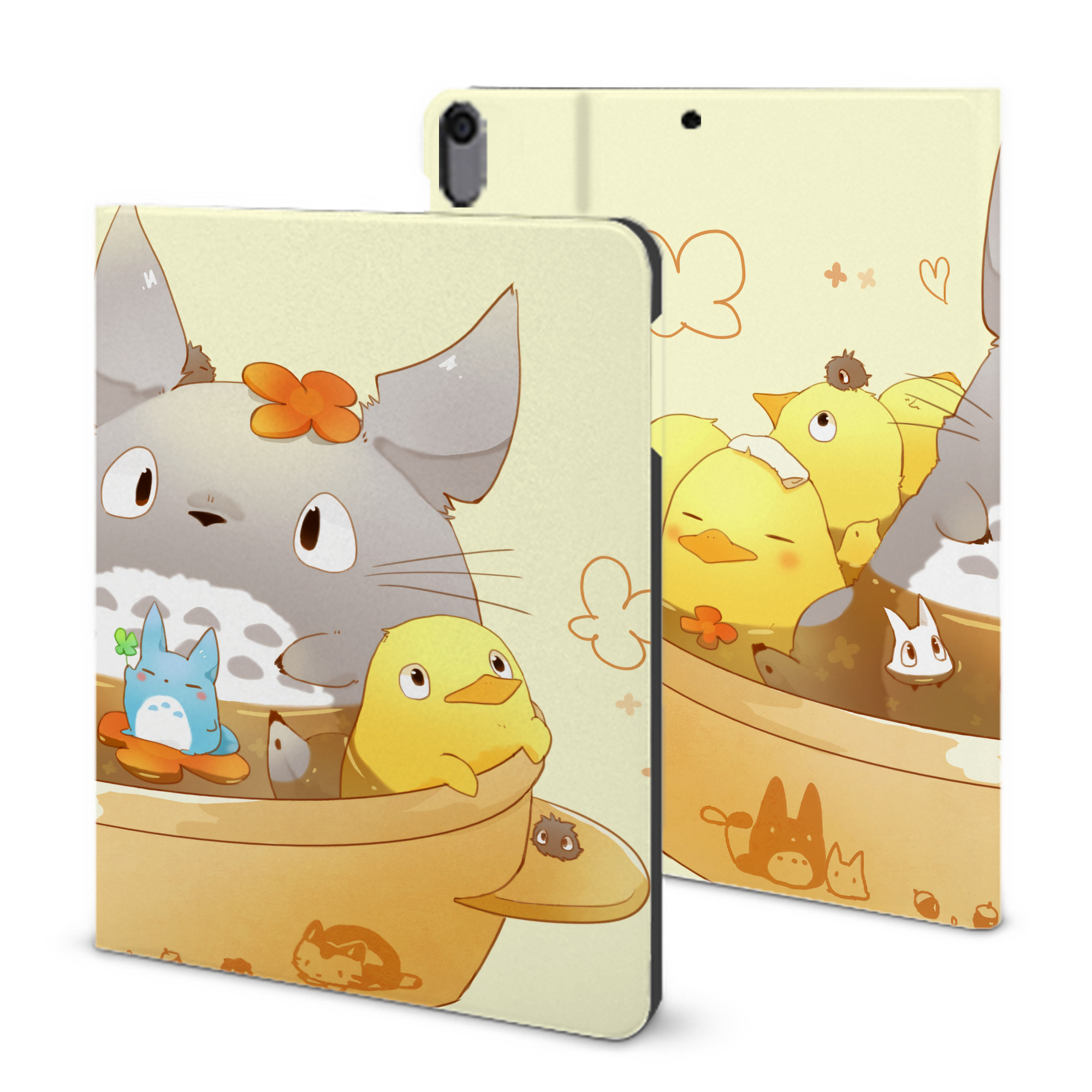 （画像用） となりのトトロ 草壁メイ 草壁サツキ My Neighbor Totoro Satsuki Kusakabe Mei Kusakabe IPad ケース ブック型 PUレザー TPU 耐衝撃 軽量 薄型 ペン収納なし 全面保護 IPad 各モデル対応
